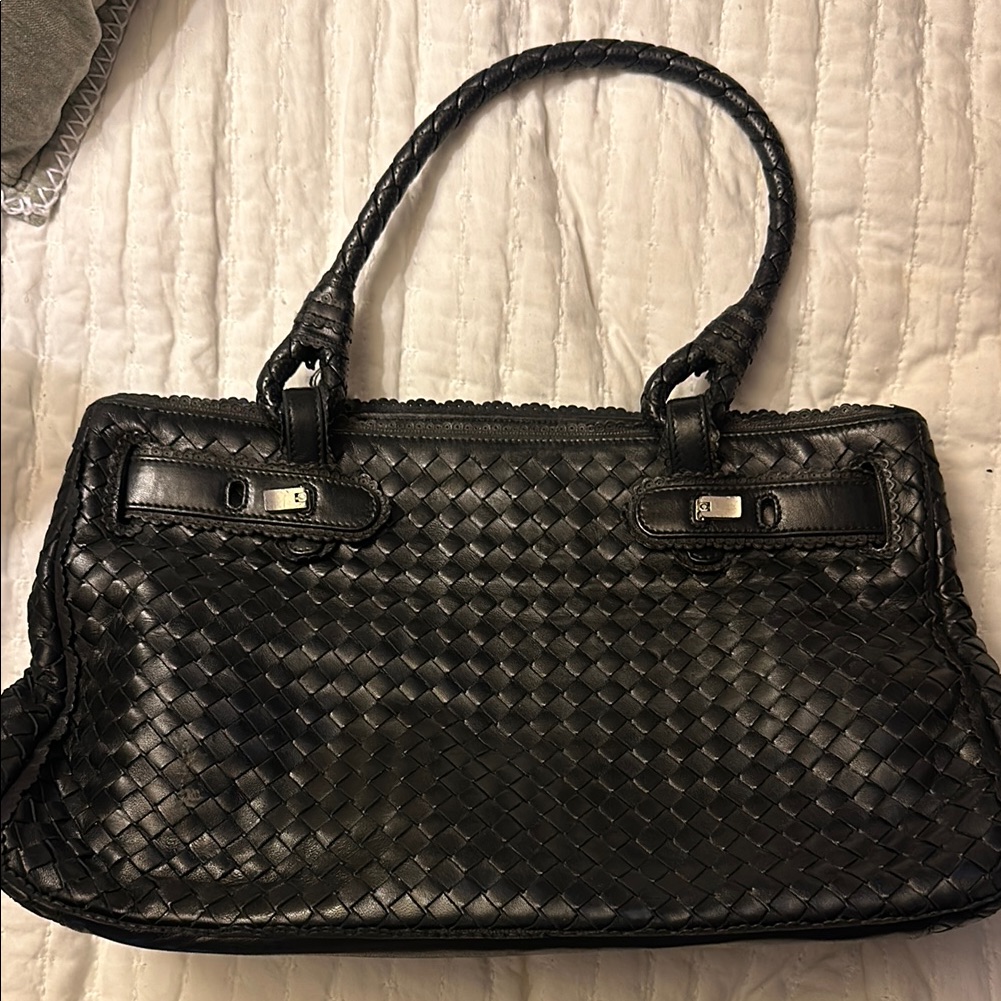 Bottega Veneta Black Woven Shoulder Bag